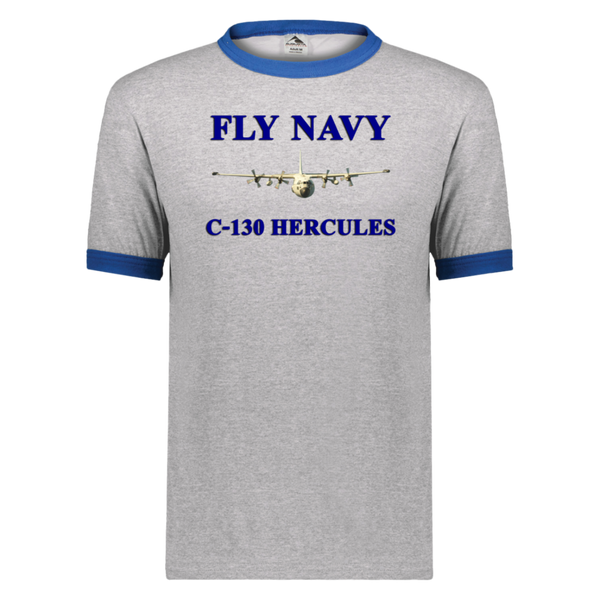 Fly Navy C-130 1 Unisex Ringer Tee