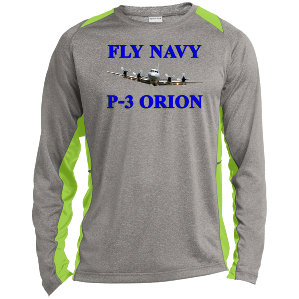 Fly Navy P-3 1 LS Heather Colorblock Tee