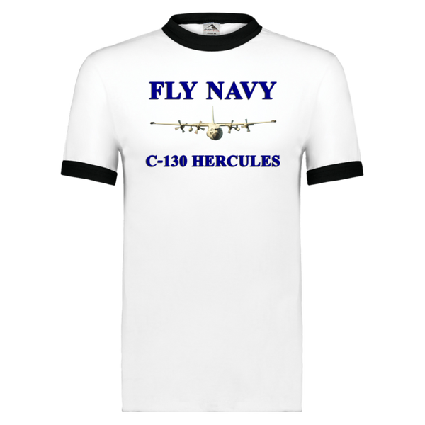 Fly Navy C-130 1 Unisex Ringer Tee