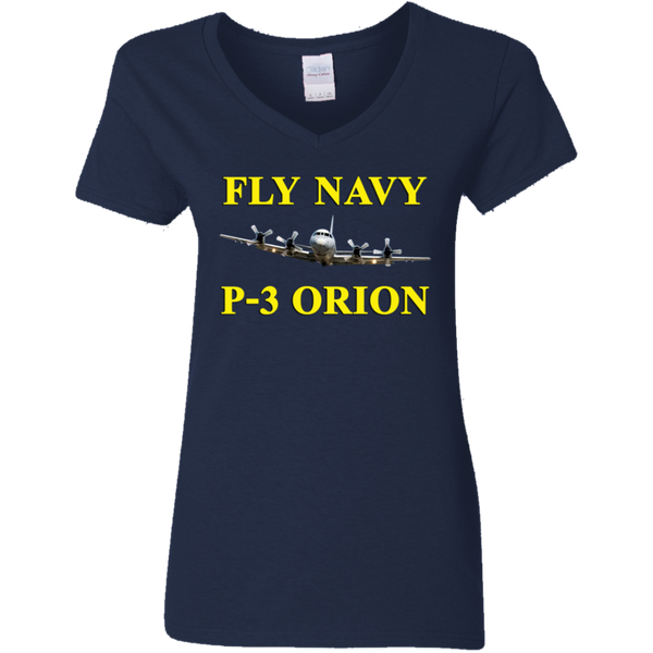 Fly Navy P-3 3 Ladies' V-Neck T-Shirt