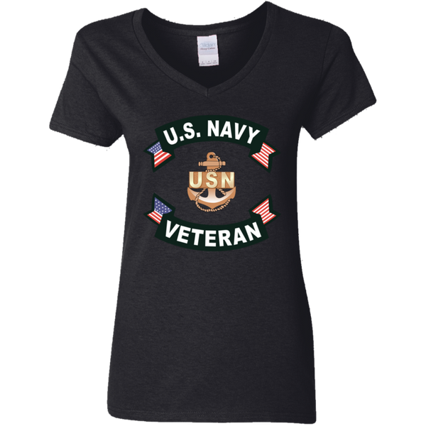 Navy Vet 1 Ladies' V-Neck T-Shirt