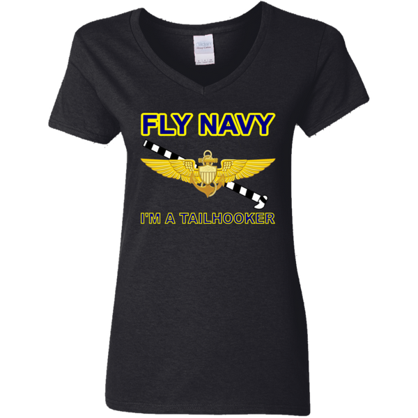 Fly Navy Tailhooker 1 Ladies' V-Neck T-Shirt