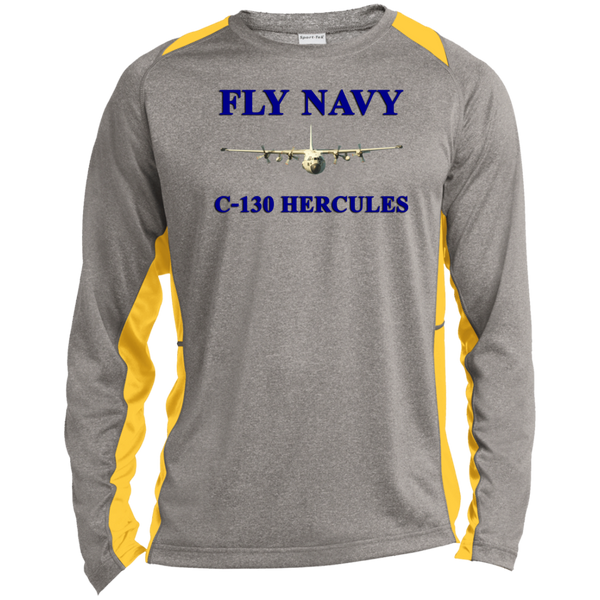 Fly Navy C-130 1 LS Heather Colorblock Tee