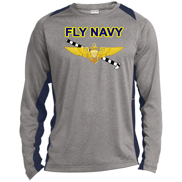 Fly Navy Tailhook 1 LS Heather Colorblock Tee