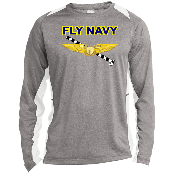 Fly Navy Tailhook 3 LS Heather Colorblock Tee