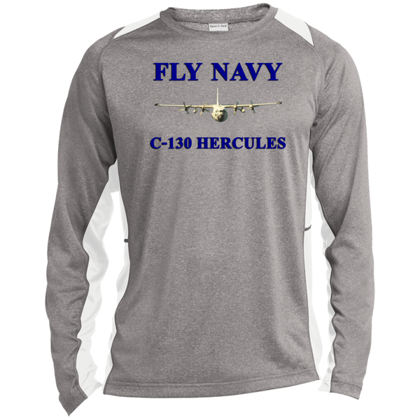 Fly Navy C-130 1 LS Heather Colorblock Tee