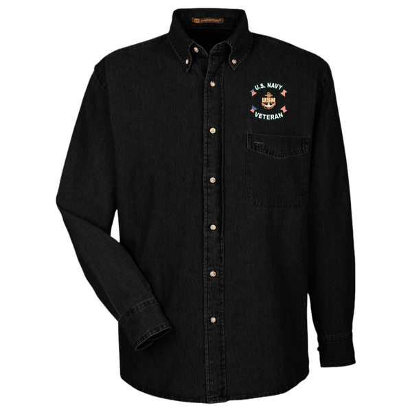 Navy Vet 1 Harriton LS Denim Shirt