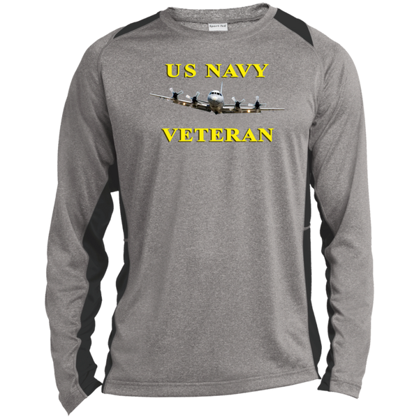 Navy Vet 2 LS Heather Colorblock Tee