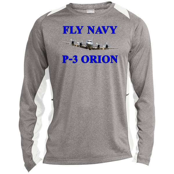 Fly Navy P-3 1 LS Heather Colorblock Tee