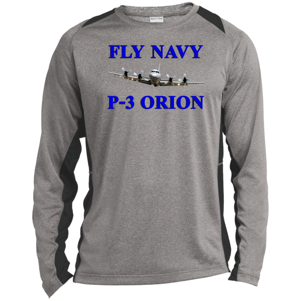 Fly Navy P-3 1 LS Heather Colorblock Tee