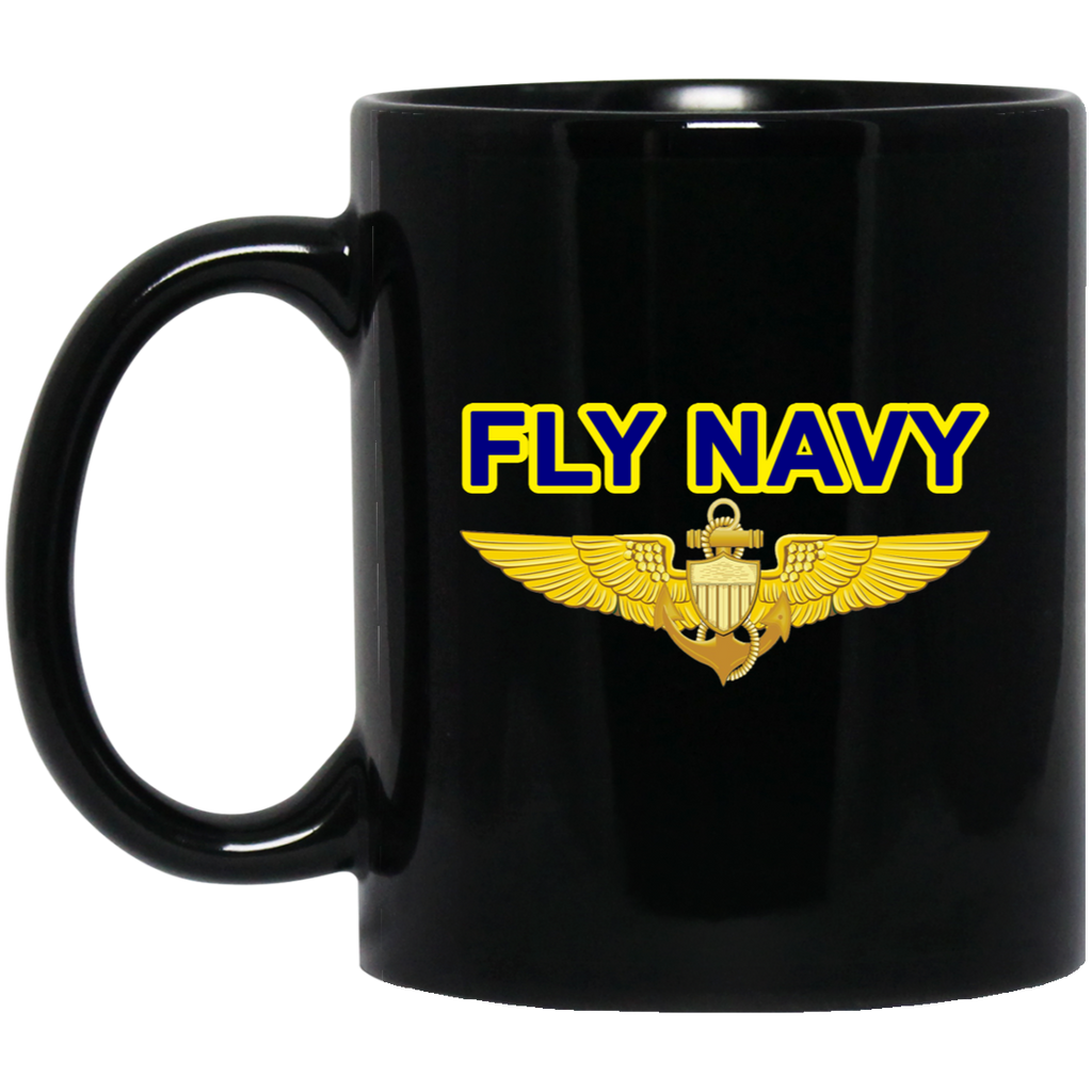 Fly Navy Aviator Black Mug - 11oz