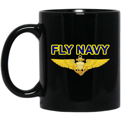 Fly Navy Aviator Black Mug - 11oz