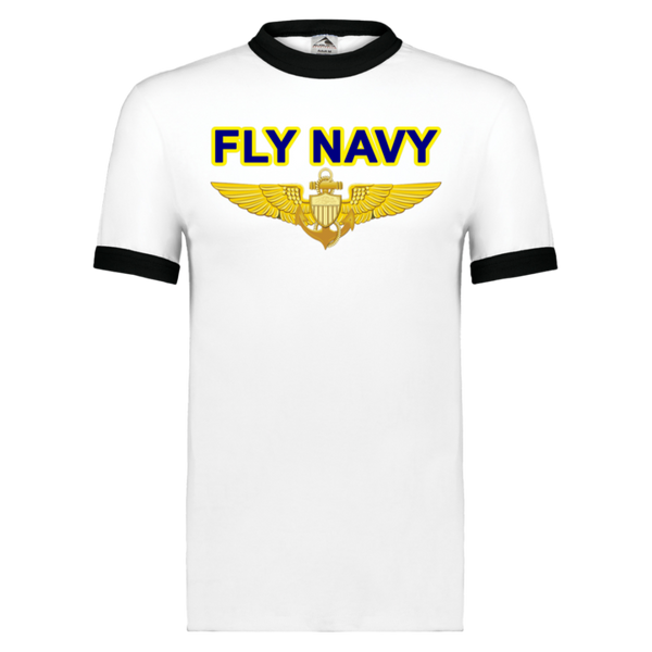 Fly Navy Aviator Unisex Ringer Tee