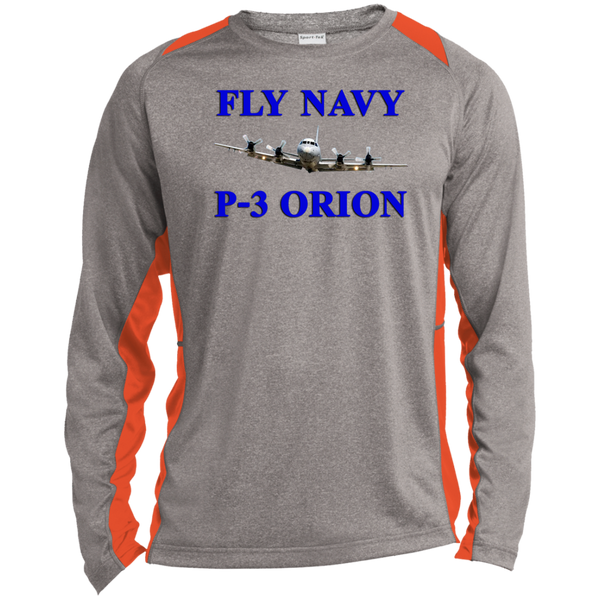 Fly Navy P-3 1 LS Heather Colorblock Tee