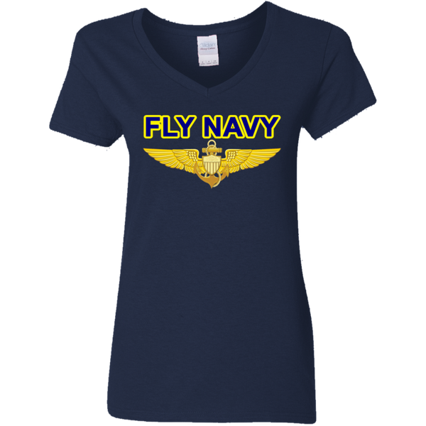 Fly Navy Aviator Ladies' V-Neck T-Shirt