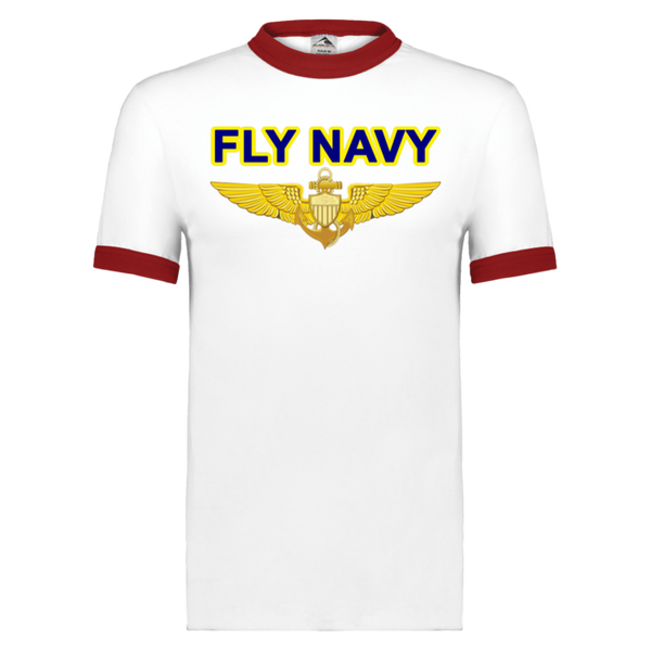 Fly Navy Aviator Unisex Ringer Tee