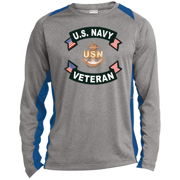 Navy Vet 1 LS Heather Colorblock Tee