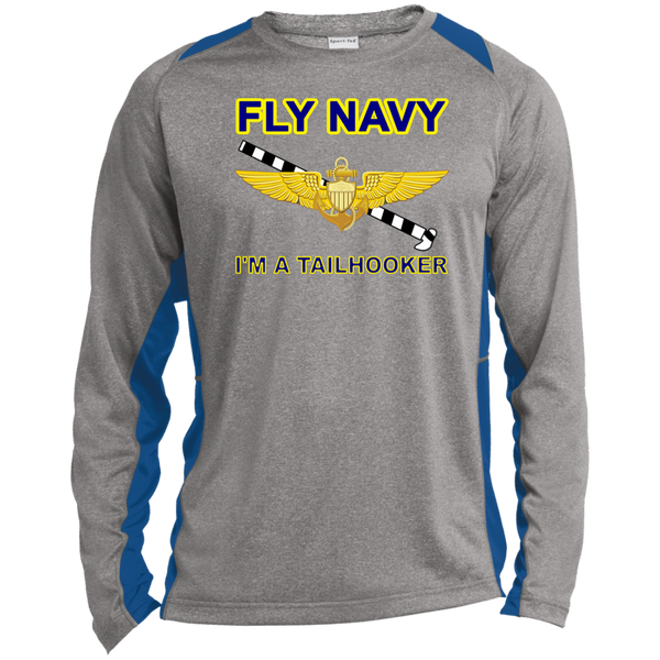 Fly Navy Tailhooker 1 LS Heather Colorblock Tee