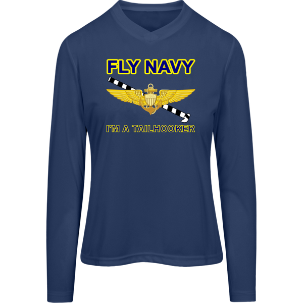 Fly Navy Tailhooker 1 Team 365 Ladies' Zone LS Tee