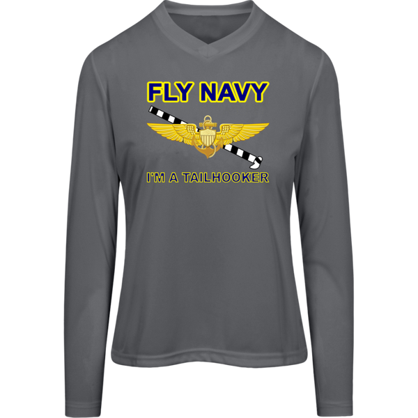 Fly Navy Tailhooker 1 Team 365 Ladies' Zone LS Tee