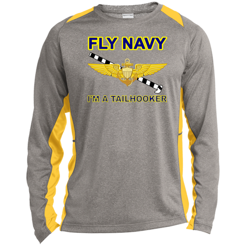 Fly Navy Tailhooker 1 LS Heather Colorblock Tee