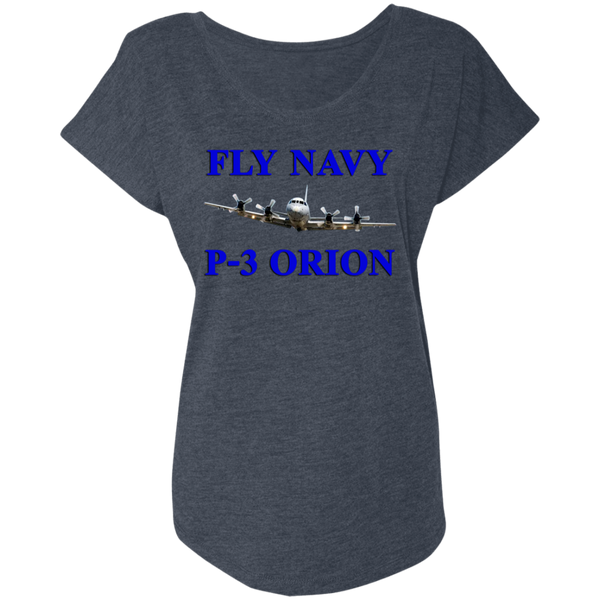 Fly Navy P-3 1 Ladies' Triblend Dolman Sleeve