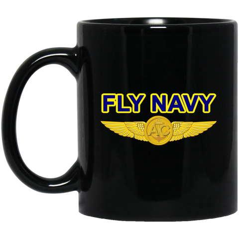 Fly Navy Aircrew Black Mug - 11oz