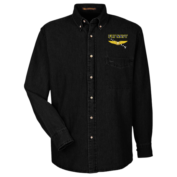 Fly Navy Tailhook 3 Harriton LS Denim Shirt