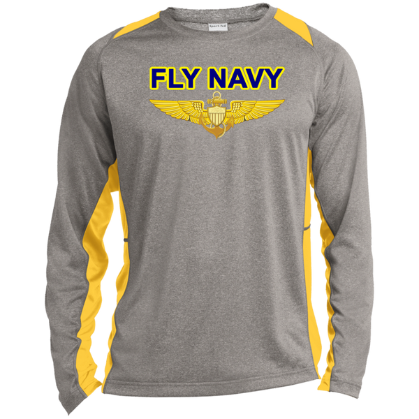 Fly Navy Aviator LS Heather Colorblock Tee