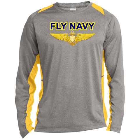 Fly Navy Aviator LS Heather Colorblock Tee