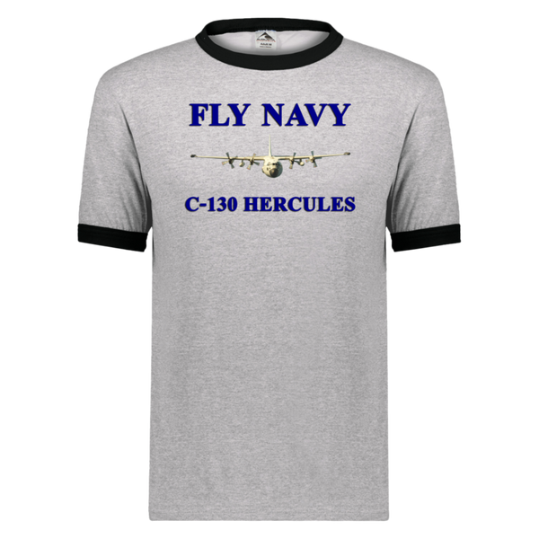 Fly Navy C-130 1 Unisex Ringer Tee