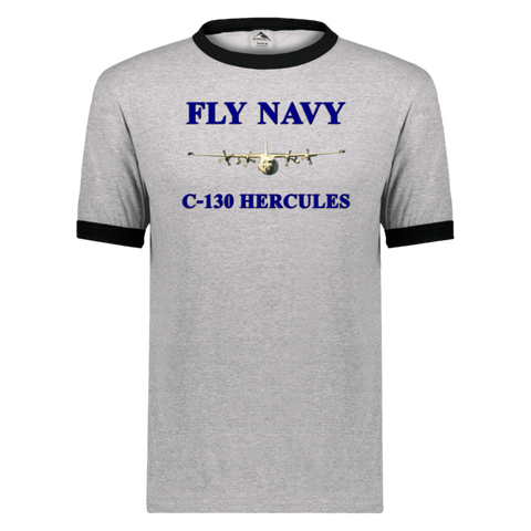 Fly Navy C-130 1 Unisex Ringer Tee