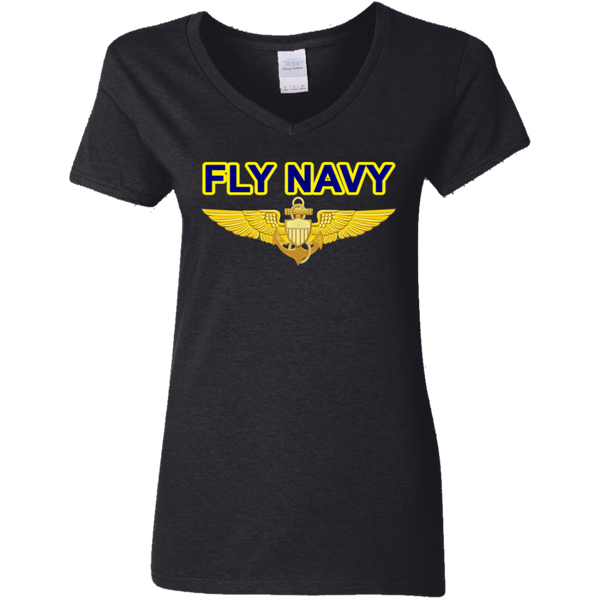 Fly Navy Aviator Ladies' V-Neck T-Shirt