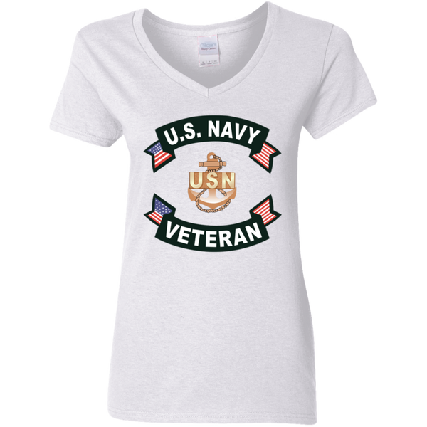 Navy Vet 1 Ladies' V-Neck T-Shirt