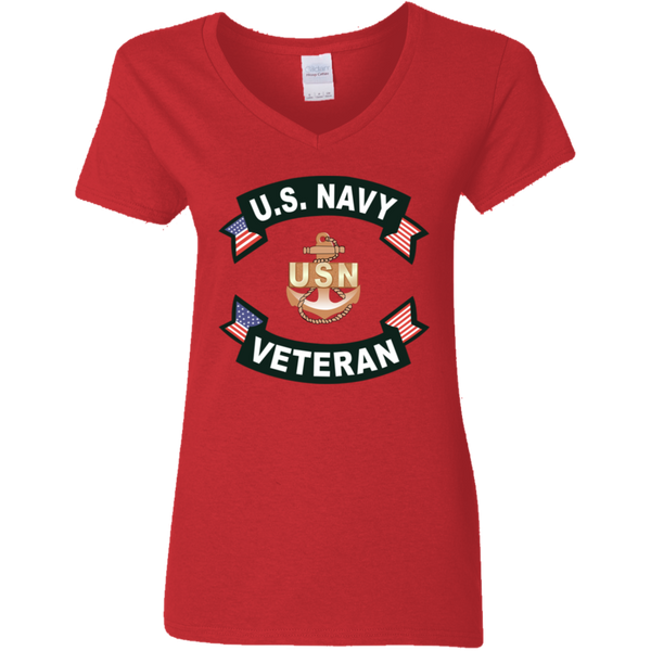 Navy Vet 1 Ladies' V-Neck T-Shirt