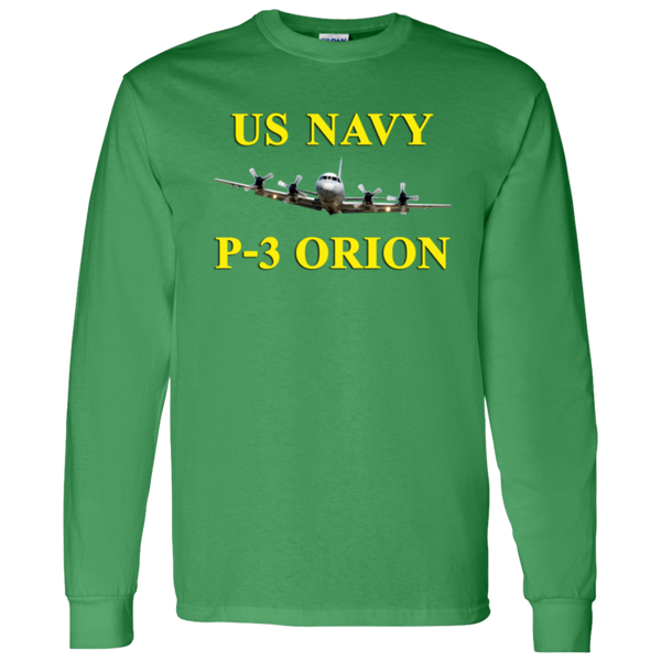 US Navy P-3 3 LS Cotton T-Shirt