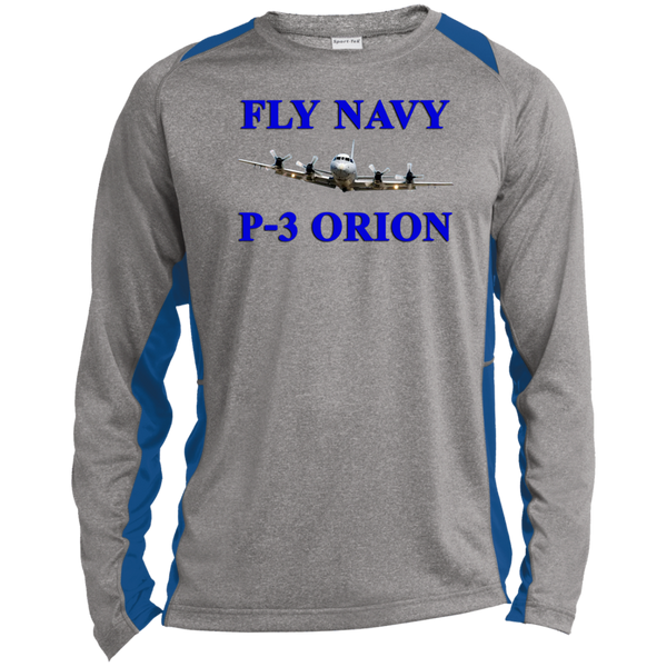 Fly Navy P-3 1 LS Heather Colorblock Tee