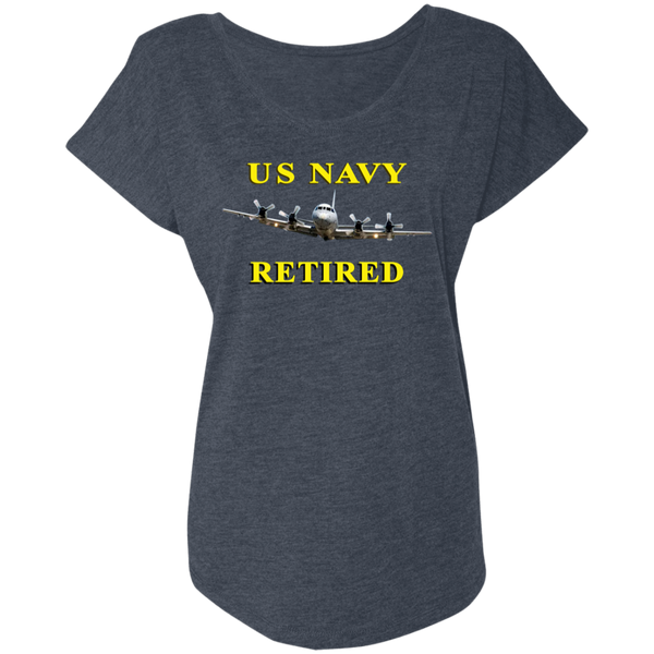 Navy Retired 1 Ladies' Triblend Dolman Sleeve