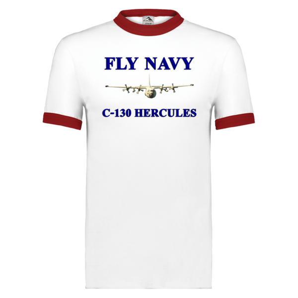 Fly Navy C-130 1 Unisex Ringer Tee