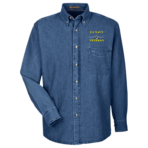 Navy Vet 3 Harriton LS Denim Shirt