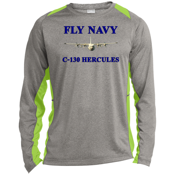 Fly Navy C-130 1 LS Heather Colorblock Tee