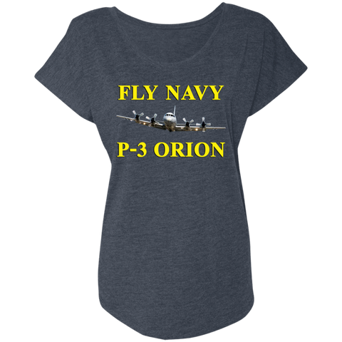 Fly Navy P-3 3 Ladies' Triblend Dolman Sleeve