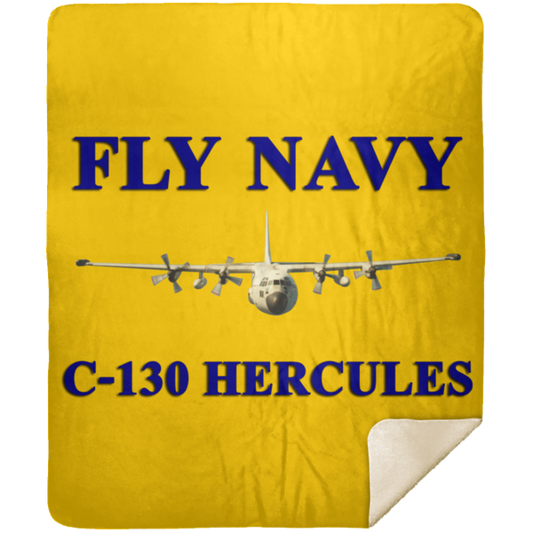 Fly Navy C-130 1 Blanket - Premium Mink Sherpa Blanket 50x60