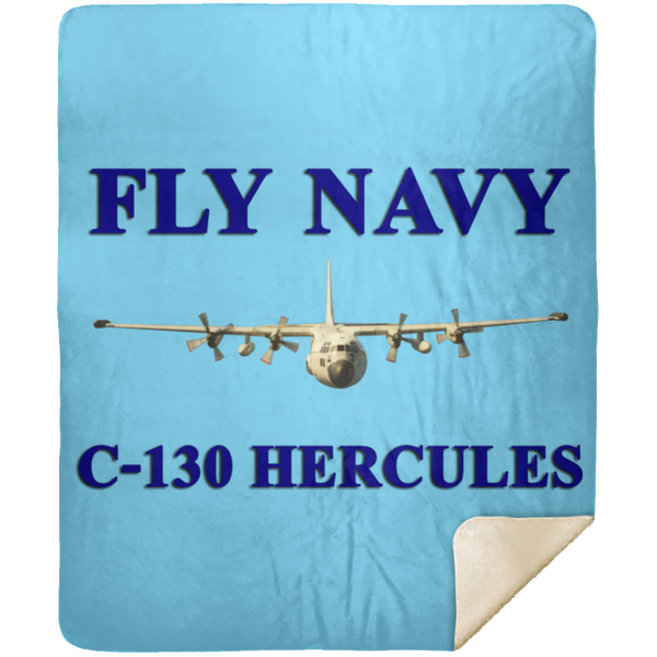 Fly Navy C-130 1 Blanket - Premium Mink Sherpa Blanket 50x60