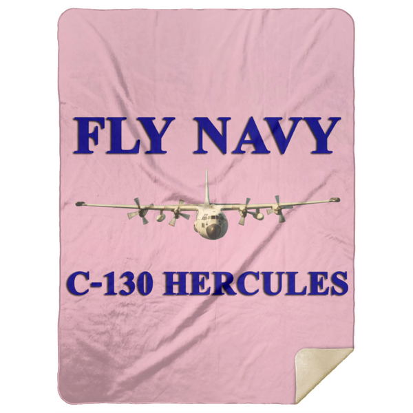 Fly Navy C-130 1 Blanket - Premium Mink Sherpa Blanket 60x80