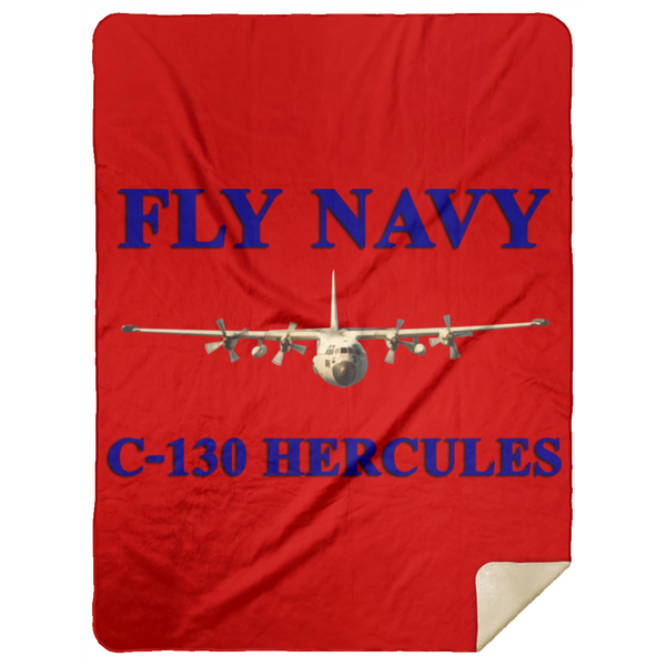 Fly Navy C-130 1 Blanket - Premium Mink Sherpa Blanket 60x80