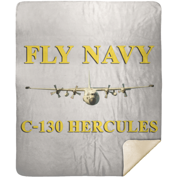 Fly Navy C-130 3 Blanket - Premium Mink Sherpa Blanket 50x60