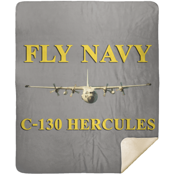 Fly Navy C-130 3 Blanket - Premium Mink Sherpa Blanket 50x60