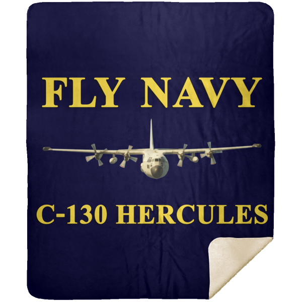 Fly Navy C-130 3 Blanket - Premium Mink Sherpa Blanket 50x60