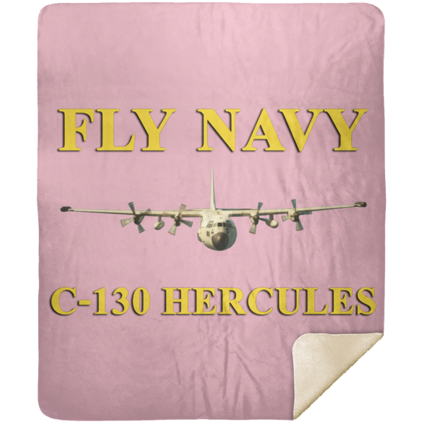 Fly Navy C-130 3 Blanket - Premium Mink Sherpa Blanket 50x60